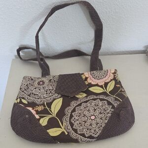 Tootles Made in USA Brown Floral Tote Bag/Purse with Straps